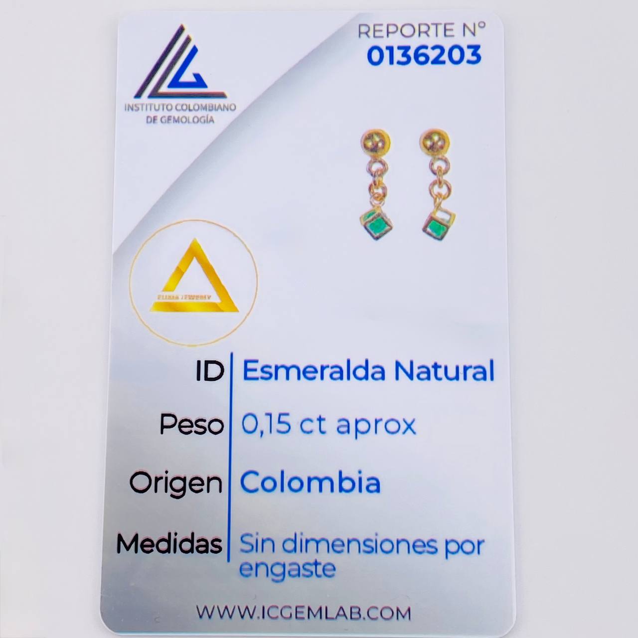 Topos Cubo Esmeralda 15Pts 1.5 g / 1.4 cm Oro Amarillo 18K