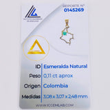 Dije Mapa De Colombia Esmeralda 11Pts 0.75 g / 2.1 cm Oro Amarillo 18K