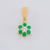Dije Flor Esmeraldas 9Pts Diamante 9Pts 0.85 g / 1.5 cm Oro Amarillo 18K