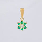 Dije Flor Esmeraldas 9Pts Diamante 9Pts 0.85 g / 1.5 cm Oro Amarillo 18K