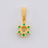 Dije Flor Esmeraldas 9Pts Diamante 9Pts 0.85 g / 1.5 cm Oro Amarillo 18K