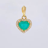 Dije Corazon Tupido Esmeralda 1,34 Qts Diamante 18Pts 3 g / 2 cm Oro Amarillo 18K