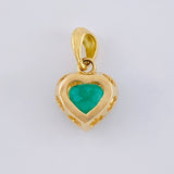 Dije Corazon Tupido Esmeralda 1,34 Qts Diamante 18Pts 3 g / 2 cm Oro Amarillo 18K