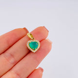 Dije Corazon Tupido Esmeralda 1,34 Qts Diamante 18Pts 3 g / 2 cm Oro Amarillo 18K