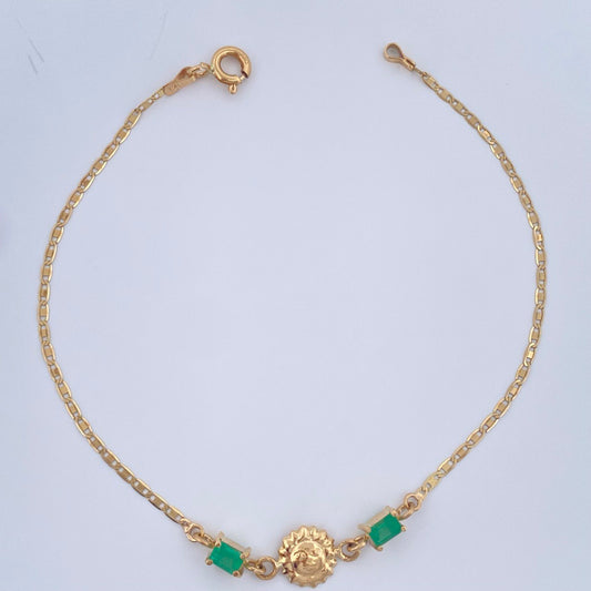 Pulso Escalera Plana Sol Esmeralda 1.35gr / 18cm / Oro Amarillo 18K %