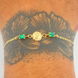 Pulso Escalera Plana Sol Esmeralda 1.35gr / 18cm / Oro Amarillo 18K %