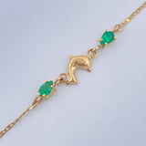 Pulso Escalera Plana Delfin Esmeralda 1.35gr / 18cm / Oro Amarillo 18K %
