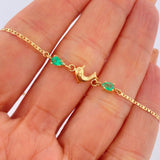 Pulso Escalera Plana Delfin Esmeralda 1.35gr / 18cm / Oro Amarillo 18K %