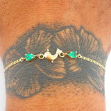 Pulso Escalera Plana Delfin Esmeralda 1.35gr / 18cm / Oro Amarillo 18K %