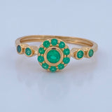 Anillo Circulos Esmeralda 2.5gr / T7 / Oro Amarillo 18K %