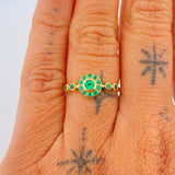 Anillo Circulos Esmeralda 2.5gr / T7 / Oro Amarillo 18K %