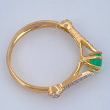 Anillo Solitario Nudos Esmeralda 2.05gr / T5 1/2 / Dos Oros Amarillo Blanco 18K %