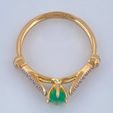 Anillo Solitario Nudos Esmeralda 2.05gr / T5 1/2 / Dos Oros Amarillo Blanco 18K %