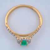 Anillo Solitario Circulo Esmeralda 2gr / T6 1/4 / Dos Oros Amarillo Blanco 18K %