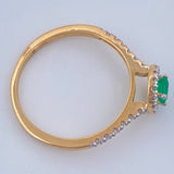 Anillo Solitario Circulo Esmeralda 2gr / T6 1/4 / Dos Oros Amarillo Blanco 18K %