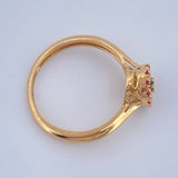 Anillo Flor Sello Esmeralda 2.45gr / T6 1/2 / Oro Amarillo 18K %