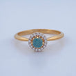 Anillo Halo Circulo Diamante 2.15gr / T6 1/4 / Dos Oros Amarillo Blanco 18K %