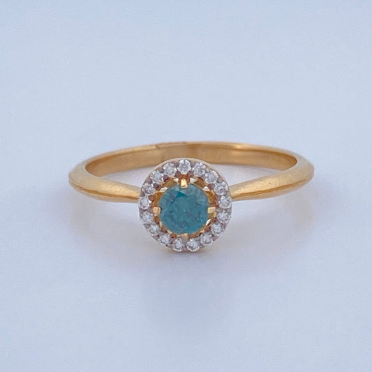Anillo Halo Circulo Diamante 2.15gr / T6 1/4 / Dos Oros Amarillo Blanco 18K %