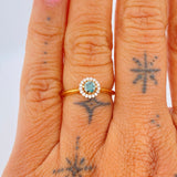 Anillo Halo Circulo Diamante 2.15gr / T6 1/4 / Dos Oros Amarillo Blanco 18K %