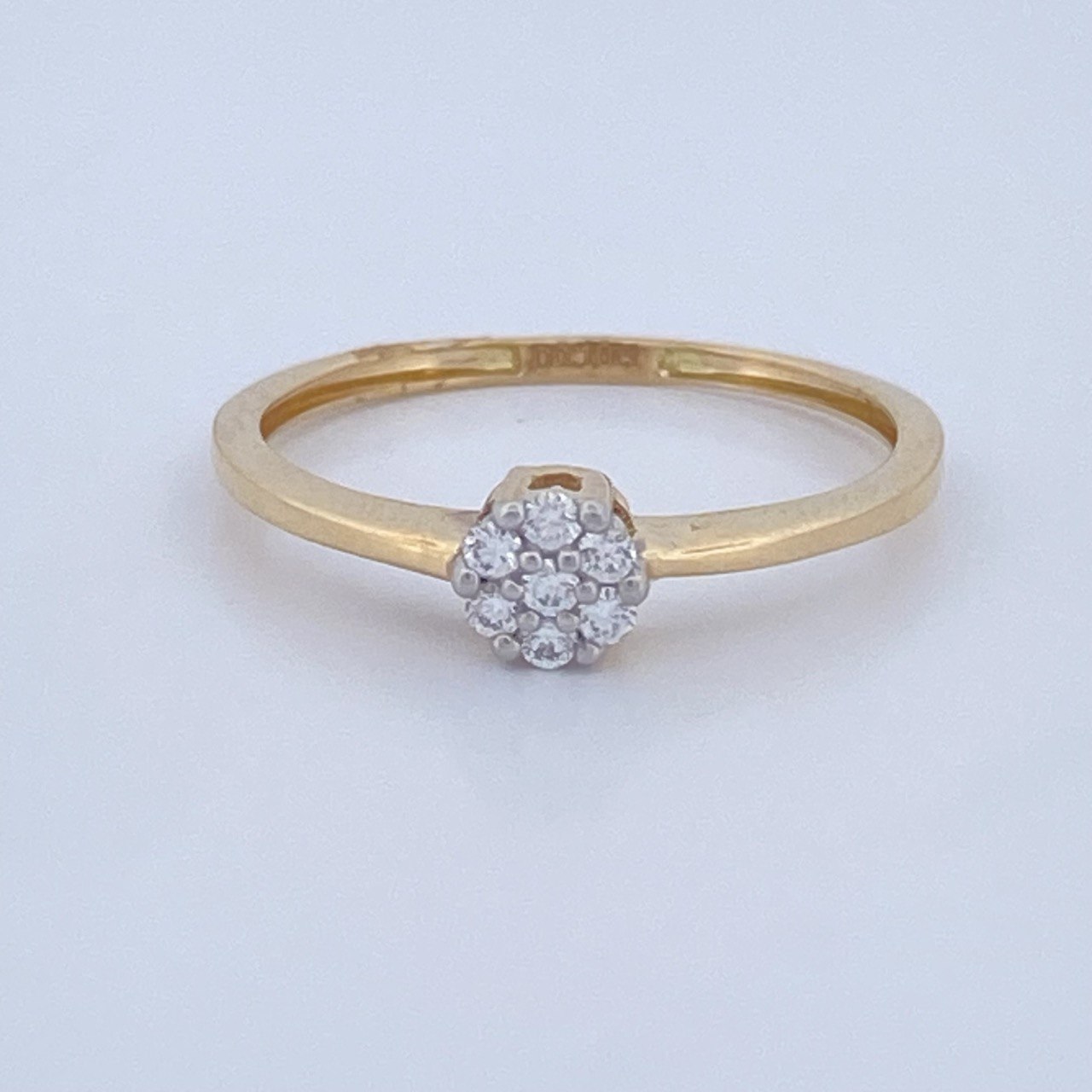 Anillo Flor Diamante 1.2gr / T5 1/2 / Dos Oros Amarillo Blanco 18K +