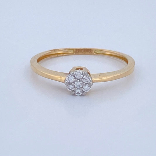 Anillo Flor Diamante 1.2gr / T5 1/2 / Dos Oros Amarillo Blanco 18K +