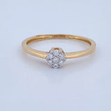 Anillo Flor Diamante 1.2gr / T5 1/2 / Dos Oros Amarillo Blanco 18K +
