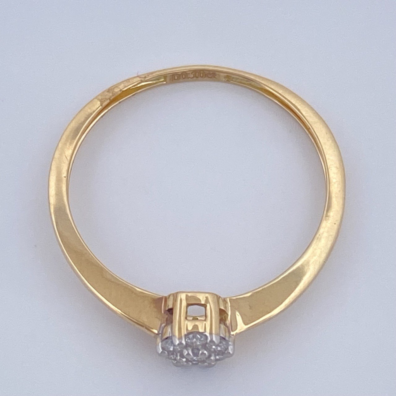Anillo Flor Diamante 1.2gr / T5 1/2 / Dos Oros Amarillo Blanco 18K +