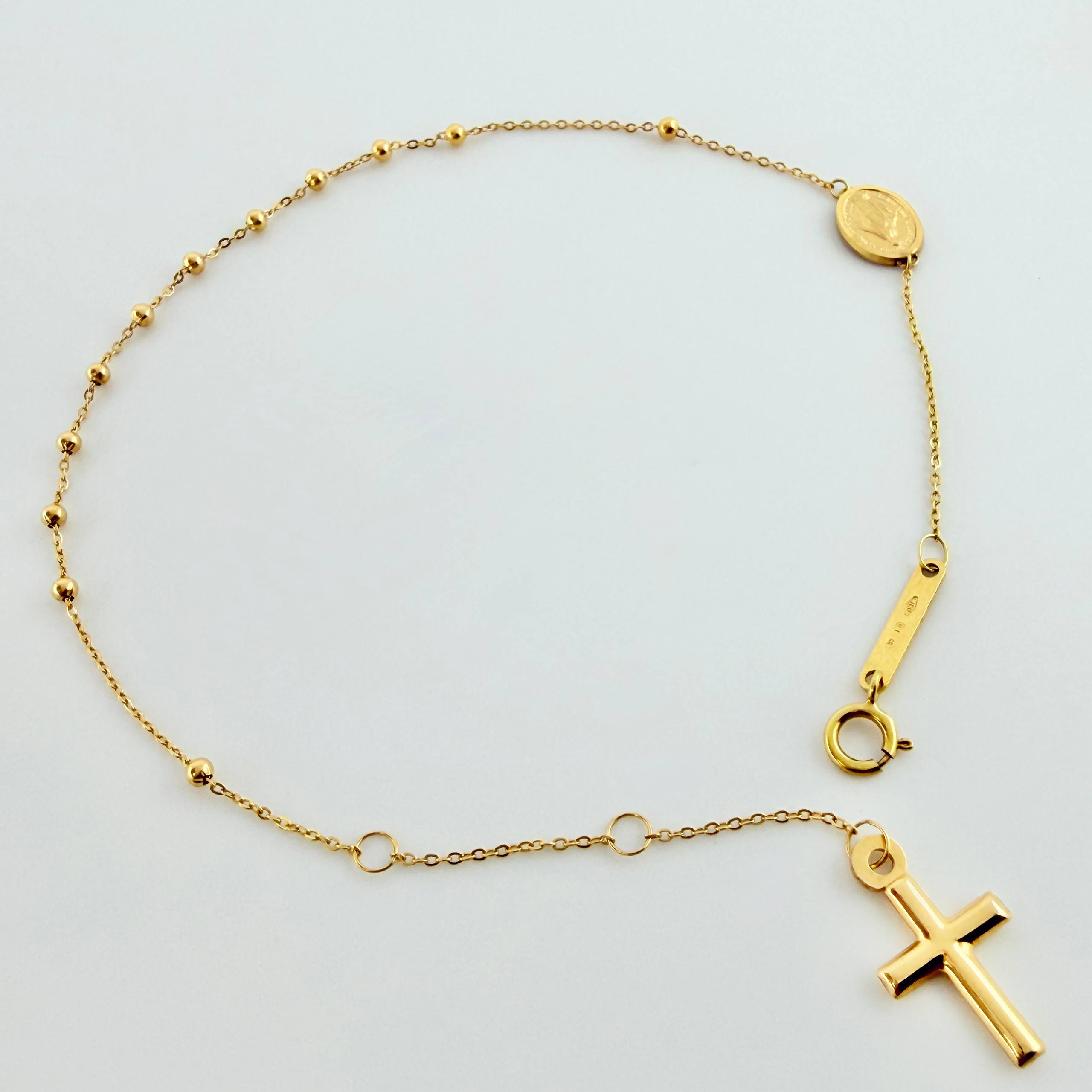 Pulso Denario Virgen Milagrosa 1.35gr / 17.5cm-19cm / 1.8mm Oro Amarillo +4 18K &