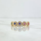 Anillo Circulos Tupidos 2.15gr / T6 3/4 / Circones De Colores Oro Amarillo 18K *