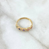 Anillo Circulos Tupidos 2.15gr / T6 3/4 / Circones De Colores Oro Amarillo 18K *