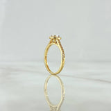 Anillo Solitario Halo Tupido 2.05gr / T6 / Circones Blancos Oro Amarillo 18K *