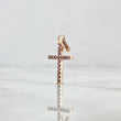 Dije Cruz Tupida 1.7gr / 2.8cm / Circones Rosas Y Blancos Oro Rosa 18K