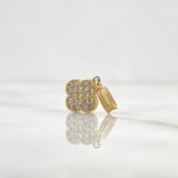 Dije Trebol 1.75gr / 2.1cm / Circones Blancos Oro Amarillo 18K