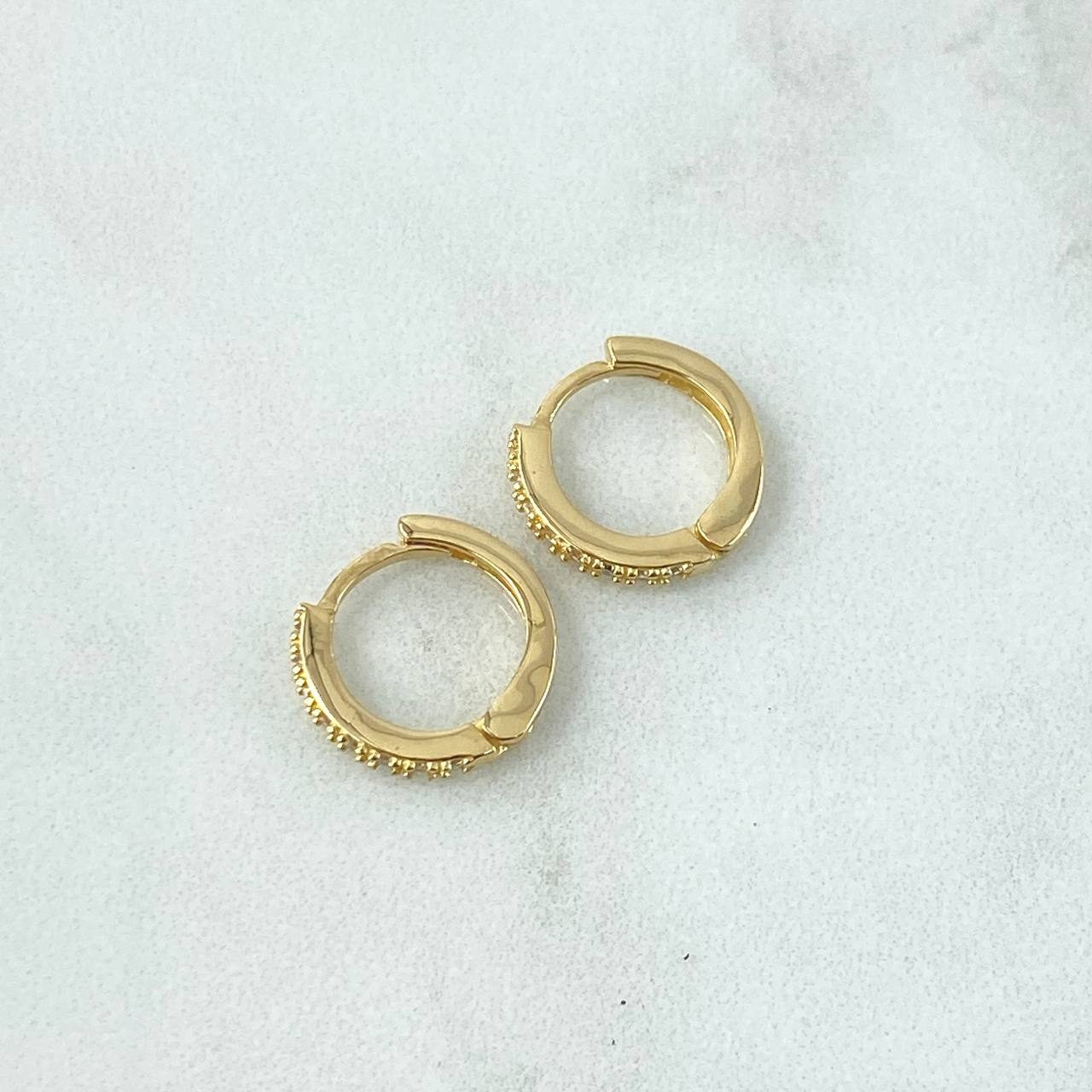Candongas Carril 2.45gr / 1.3cm / Circones Blancos Oro Amarillo 18K