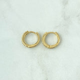 Candongas Carril 2.45gr / 1.3cm / Circones Blancos Oro Amarillo 18K