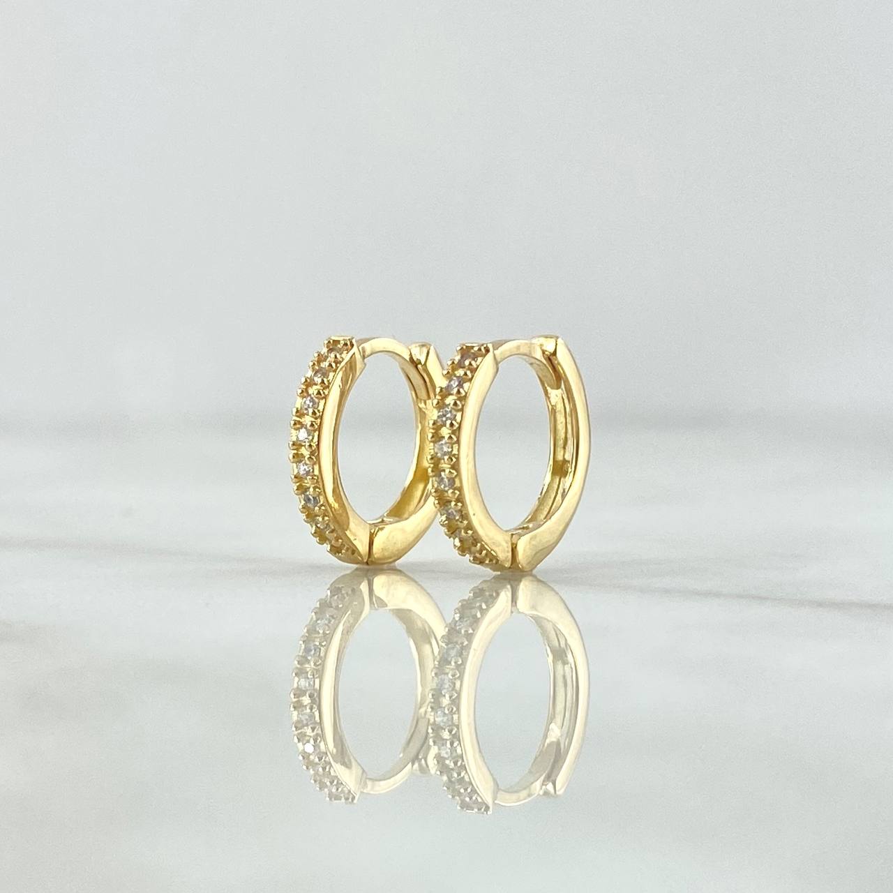 Candongas Carril 2.45gr / 1.3cm / Circones Blancos Oro Amarillo 18K
