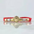 Pulsera Roja Herraje Indio 4gr / 6mm Cilindros Lisos Diamantados 6und Circones Colores Tres Oros 18K