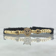 Pulsera Negra Herraje Emoji Diablito Bola de Fuego 3.4gr / 3mm Bolas Diamantadas 20und Oro Amarillo 18K