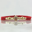Pulsera Roja Herraje Emoji Lengua Afuera 1.9gr / 6mm Bolas Lisas 2und Cilindros Diamantados 4und Oro Amarillo 18K ©