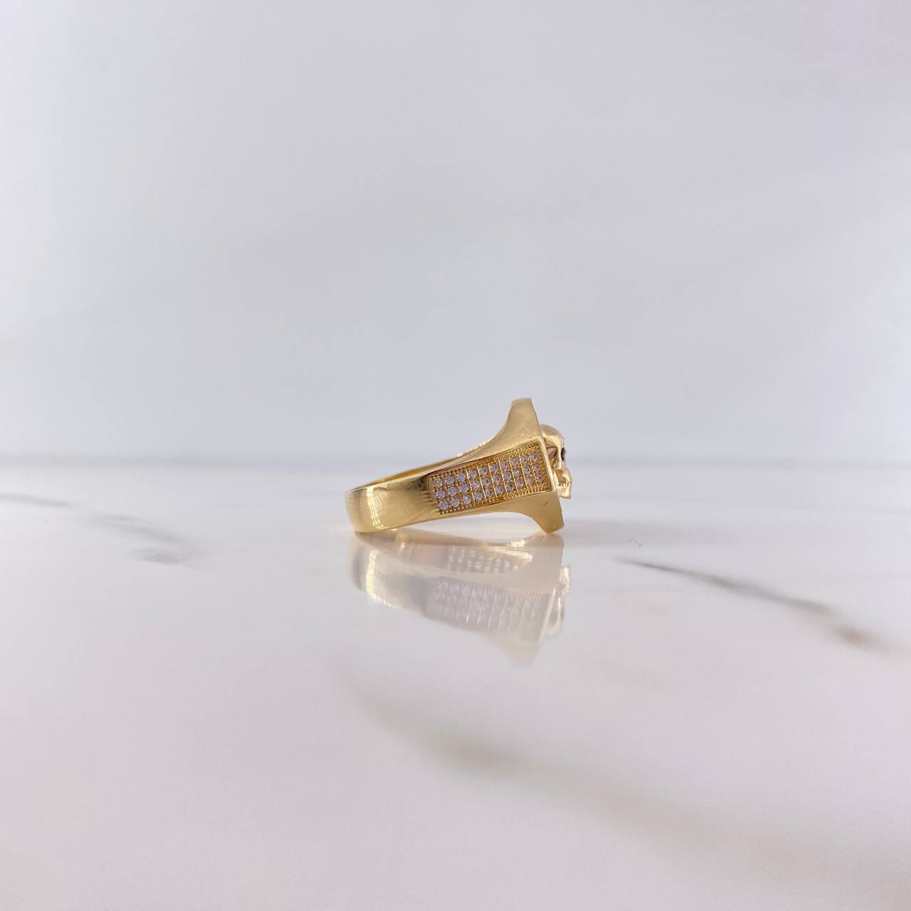 Anillo Sello Octagonal Calavera 8.25gr / T10 1/2 / Circones Blancos Dos Oros Amarillo Blanco 18K $