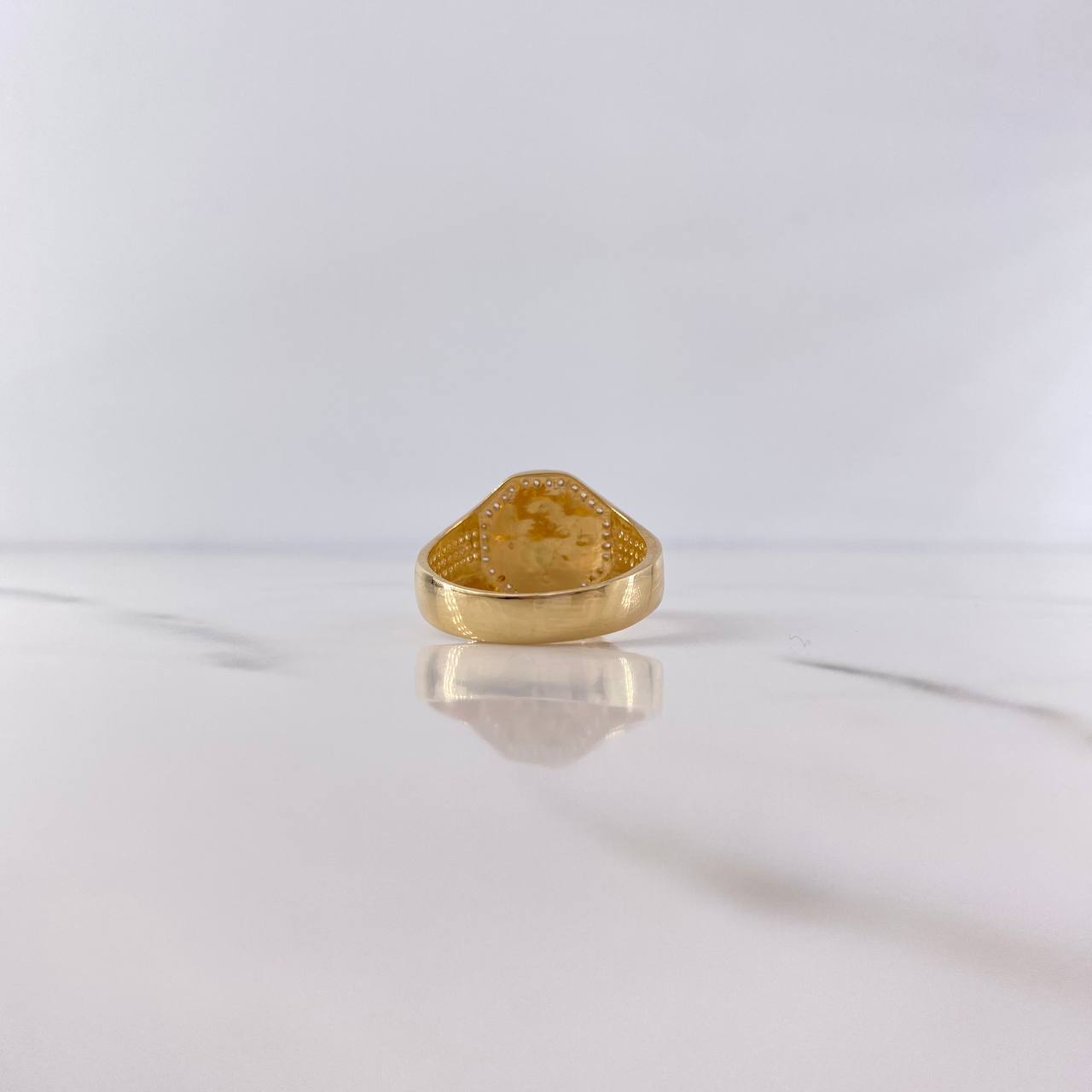 Anillo Sello Octagonal Calavera 8.25gr / T10 1/2 / Circones Blancos Dos Oros Amarillo Blanco 18K $