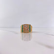 Anillo Caballo 8.3gr / T8 1/2 / Circones Verdes Blancos Tres Oros 18K &