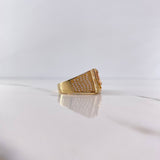 Anillo Caballo 10gr / T10 1/4 / Circones Blancos Tres Oros 18K &