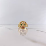 Anillo Leon 8.4gr / T9 1/4 / Circones Fucsia Verdes Oro Amarillo 18K $