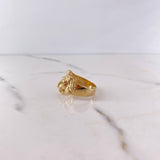 Anillo Leon 8.4gr / T9 1/4 / Circones Fucsia Verdes Oro Amarillo 18K $