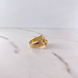 Anillo Leon 8.4gr / T9 1/4 / Circones Fucsia Verdes Oro Amarillo 18K $