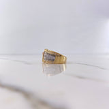 Anillo Medusa Tribal 8.25gr / T9 / Circones Blancos Tres Oros 18K &