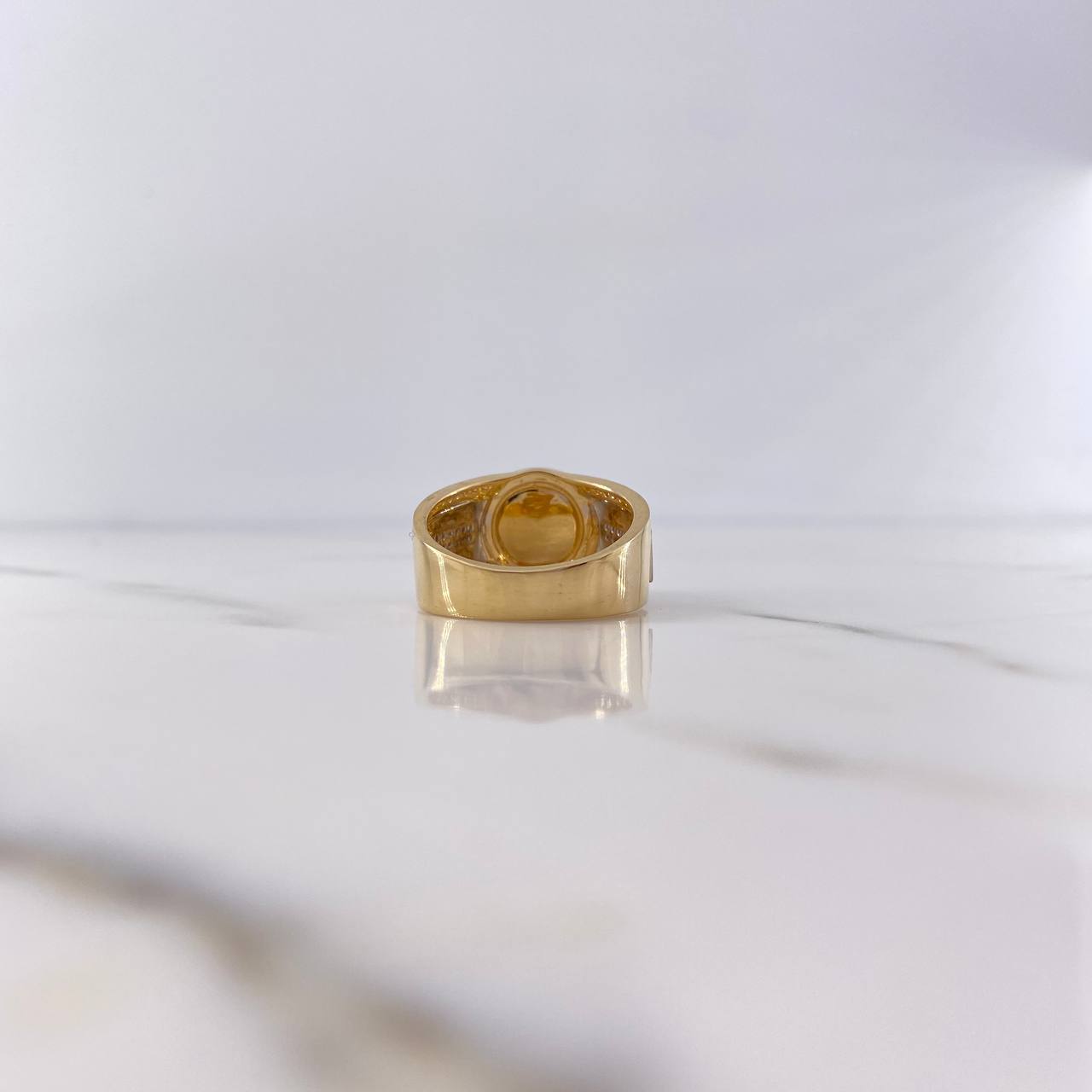 Anillo Medusa Tribal 8.25gr / T9 / Circones Blancos Tres Oros 18K &