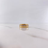 Anillo Argolla Linea 4.15gr / T6 / Circones Blancos Oro Amarillo 18K &