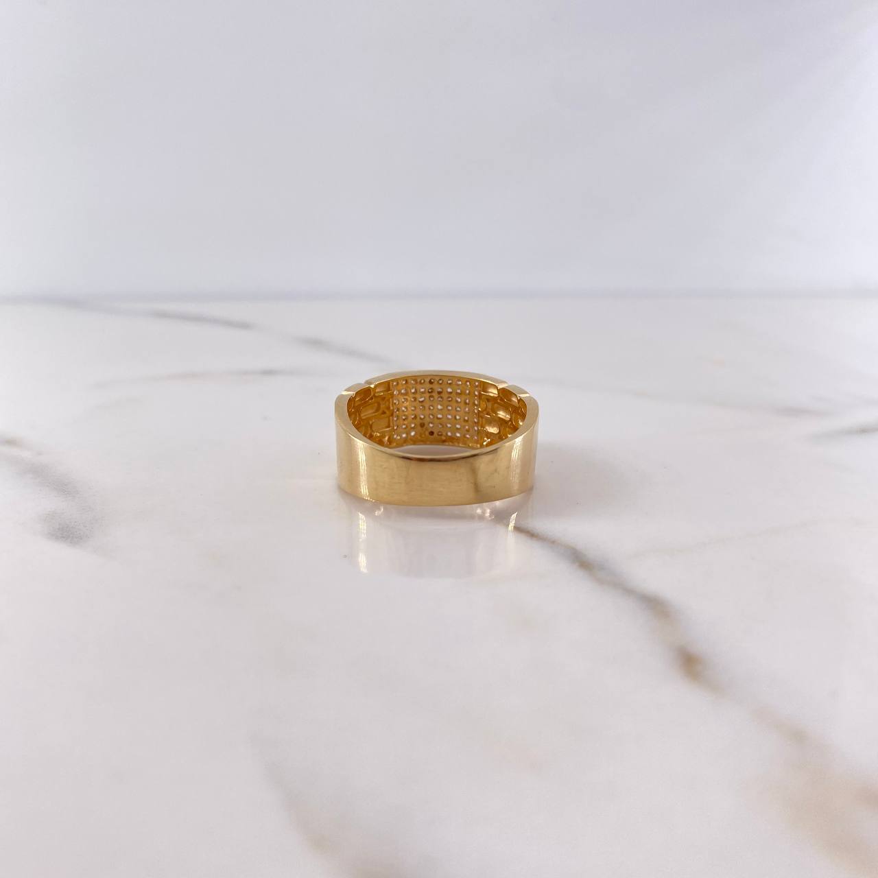 Anillo Ancla 7.9gr / T10 / Circones Blancos Dos Oros Amarillo Blanco 18K &